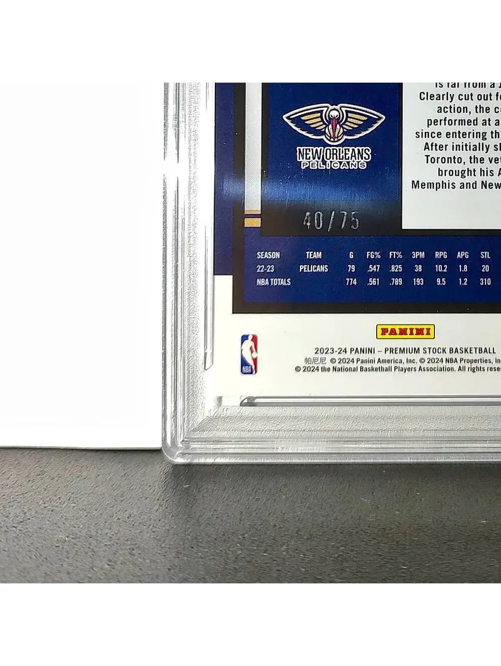 Jonas Valanciunas 2023 Panini Hoops Premium #112 40/75 Blue Pulsar PSA 10 Gem